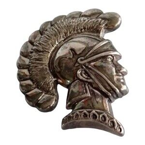 Vintage Signed “BEST" Silver Tone Roman Trojan Soldier Brooch Pendant Pin Unisex